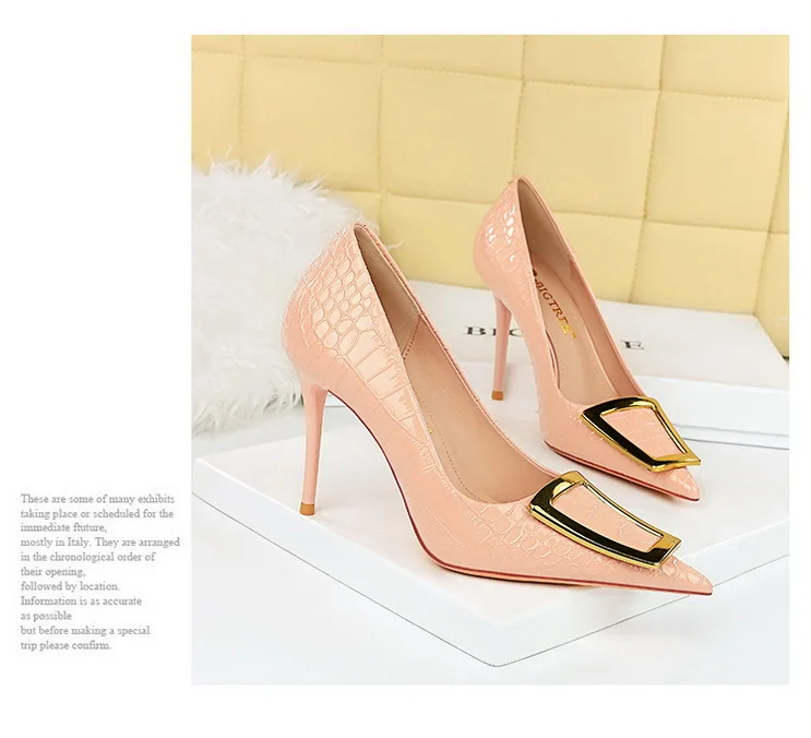 BIGTREE Shoes Women 10 Cm Metal Buckle Ladies Pumps Luxury Women's Banquet Shoes Stilettos High Heels Women Sexy Party Shoes