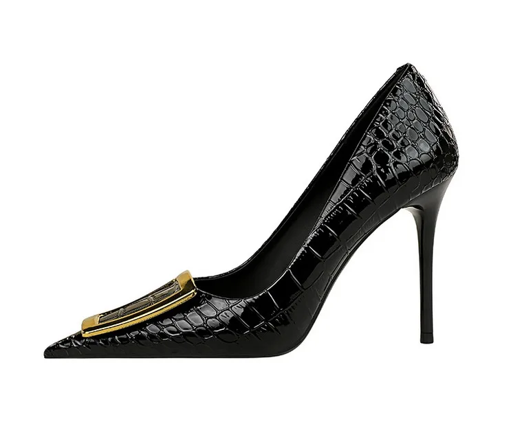 BIGTREE Shoes Women 10 Cm Metal Buckle Ladies Pumps Luxury Women's Banquet Shoes Stilettos High Heels Women Sexy Party Shoes