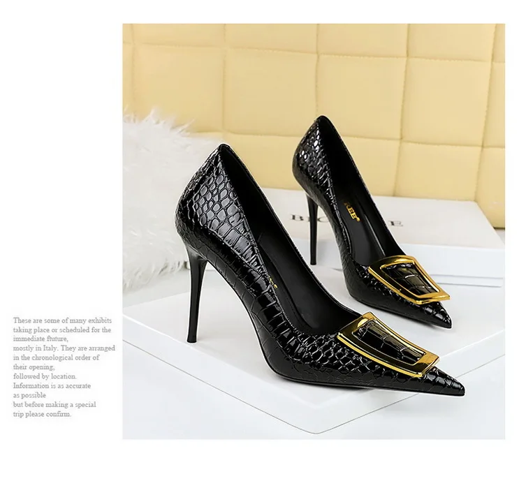 BIGTREE Shoes Women 10 Cm Metal Buckle Ladies Pumps Luxury Women's Banquet Shoes Stilettos High Heels Women Sexy Party Shoes