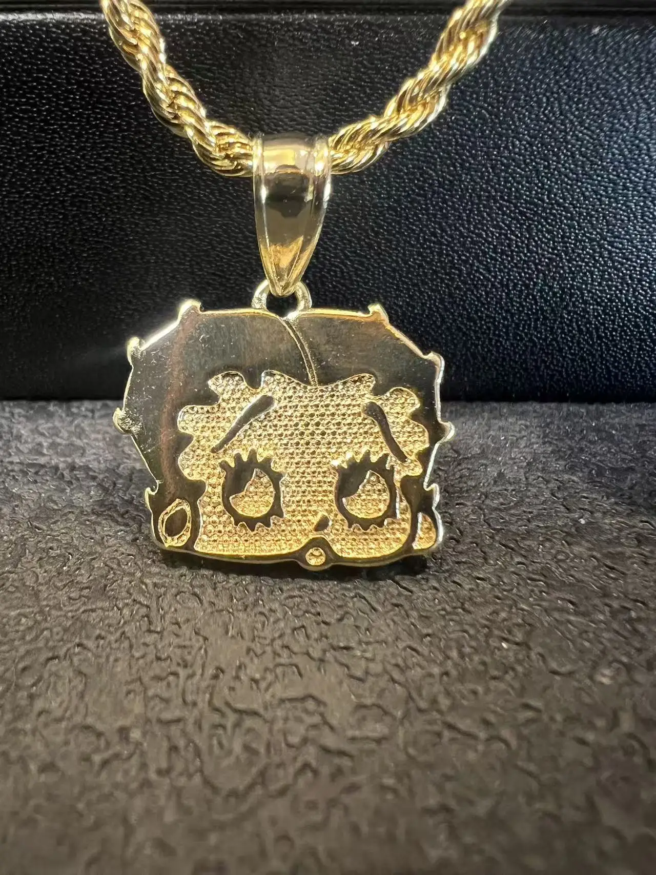 18K Gold Plated Betty Boop Necklace Poker Butterfly Pendant Necklace