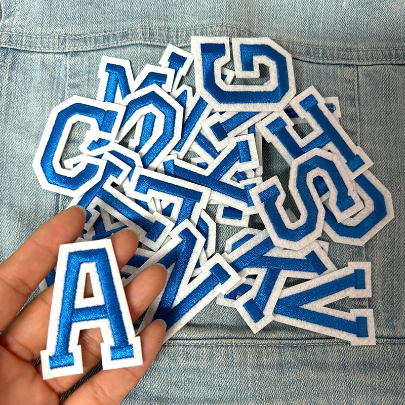 26PCS A-Z English Letter Embroidered Patches Jersey Uniform Hats Jeans Embroidery DIY Iron On Patches For Clothing Sew Stickers