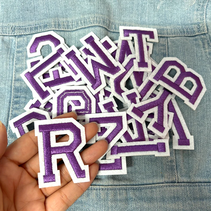 26PCS A-Z English Letter Embroidered Patches Jersey Uniform Hats Jeans Embroidery DIY Iron On Patches For Clothing Sew Stickers