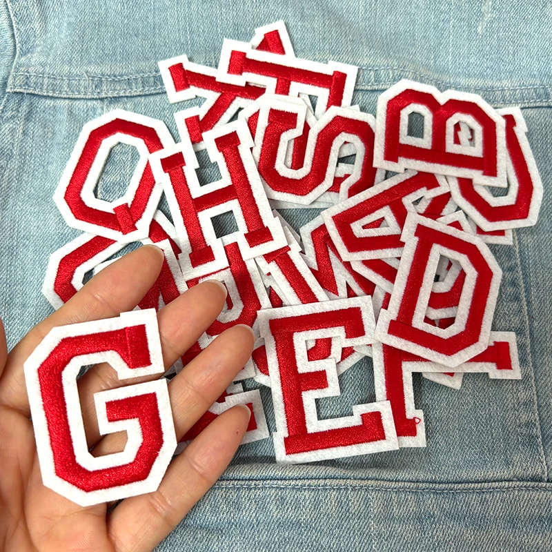 26PCS A-Z English Letter Embroidered Patches Jersey Uniform Hats Jeans Embroidery DIY Iron On Patches For Clothing Sew Stickers