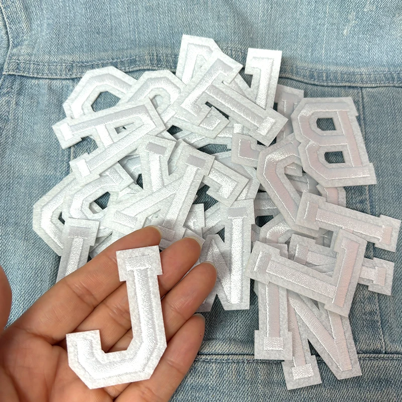 26PCS A-Z English Letter Embroidered Patches Jersey Uniform Hats Jeans Embroidery DIY Iron On Patches For Clothing Sew Stickers
