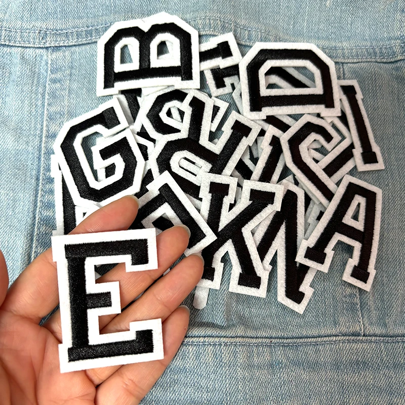 26PCS A-Z English Letter Embroidered Patches Jersey Uniform Hats Jeans Embroidery DIY Iron On Patches For Clothing Sew Stickers