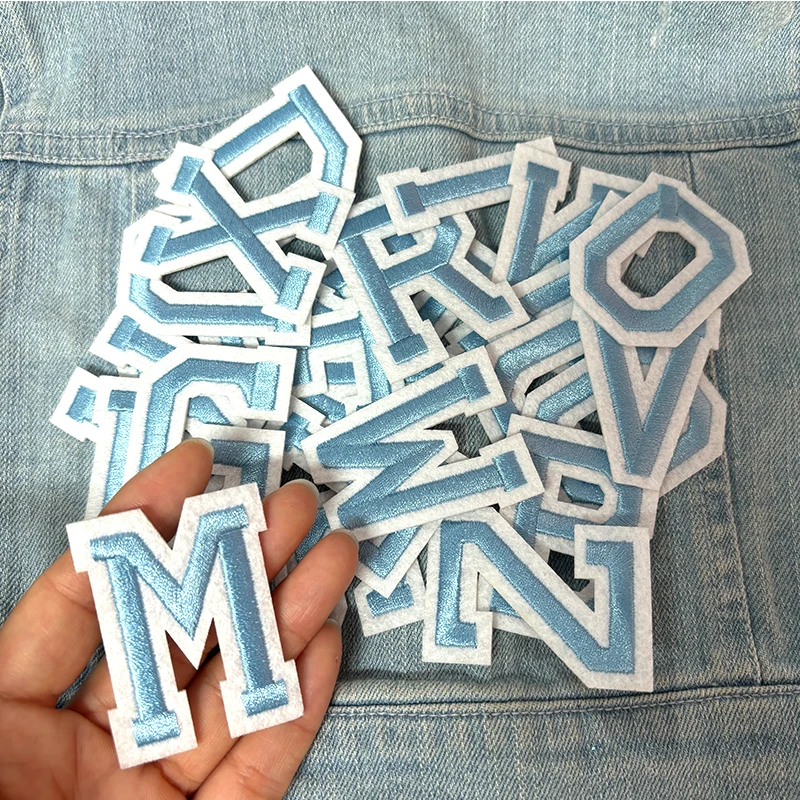 26PCS A-Z English Letter Embroidered Patches Jersey Uniform Hats Jeans Embroidery DIY Iron On Patches For Clothing Sew Stickers