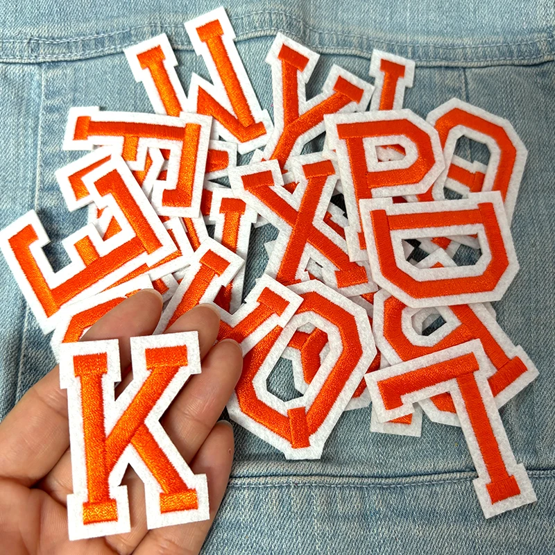 26PCS A-Z English Letter Embroidered Patches Jersey Uniform Hats Jeans Embroidery DIY Iron On Patches For Clothing Sew Stickers