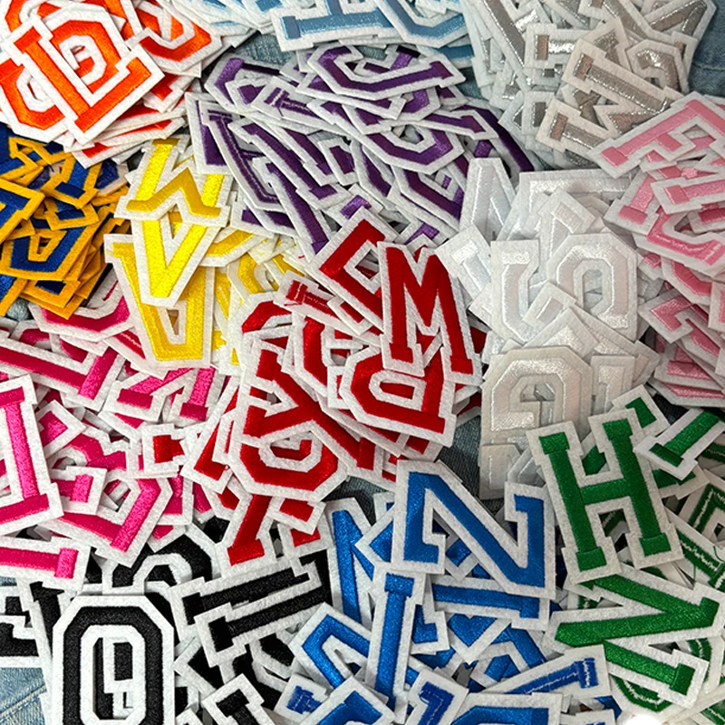26PCS A-Z English Letter Embroidered Patches Jersey Uniform Hats Jeans Embroidery DIY Iron On Patches For Clothing Sew Stickers