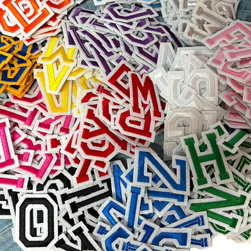26PCS A-Z English Letter Embroidered Patches Jersey Uniform Hats Jeans Embroidery DIY Iron On Patches For Clothing Sew Stickers