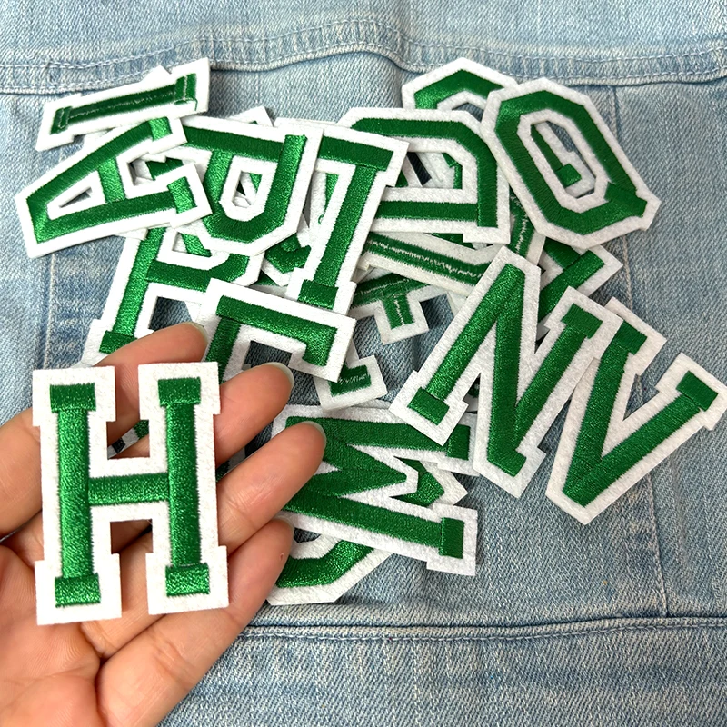 26PCS A-Z English Letter Embroidered Patches Jersey Uniform Hats Jeans Embroidery DIY Iron On Patches For Clothing Sew Stickers