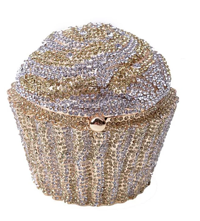 XIYUAN Cake Cup Diamond Handbags Metal Chain Evening Bag Crystal Banquet Clutch Purse Bag Luxury Designer Dress Women's Bag