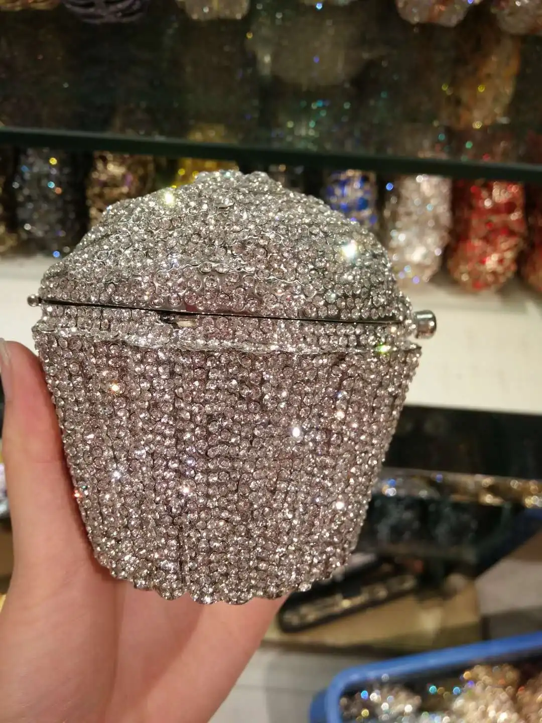 XIYUAN Cake Cup Diamond Handbags Metal Chain Evening Bag Crystal Banquet Clutch Purse Bag Luxury Designer Dress Women's Bag
