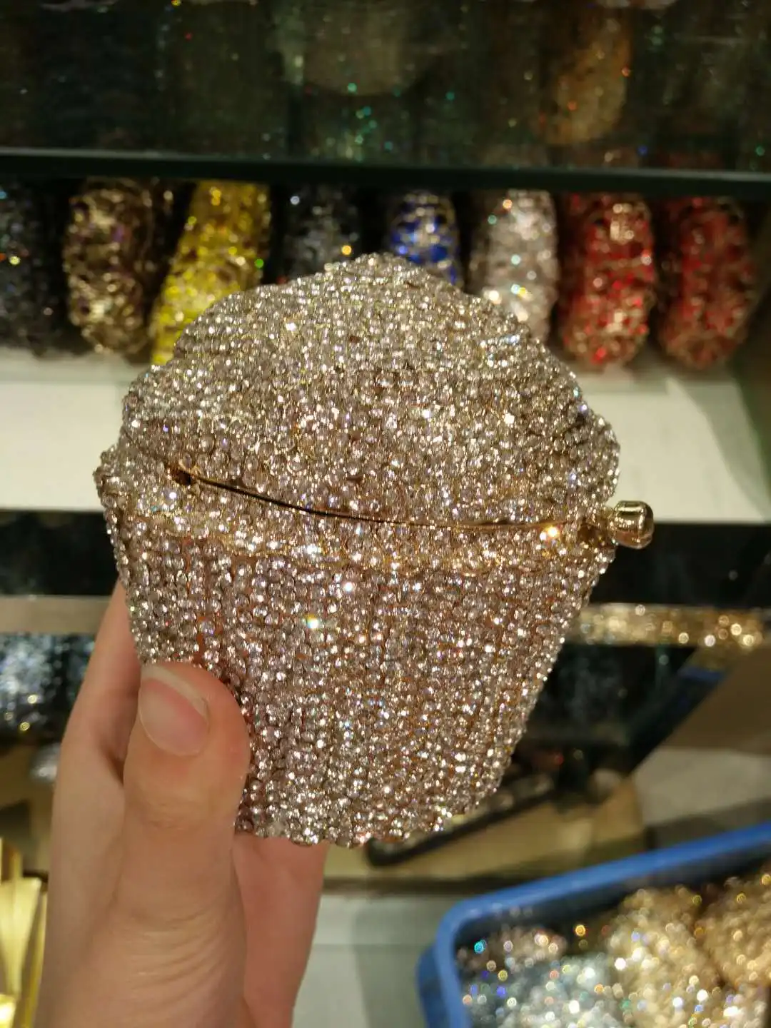 XIYUAN Cake Cup Diamond Handbags Metal Chain Evening Bag Crystal Banquet Clutch Purse Bag Luxury Designer Dress Women's Bag
