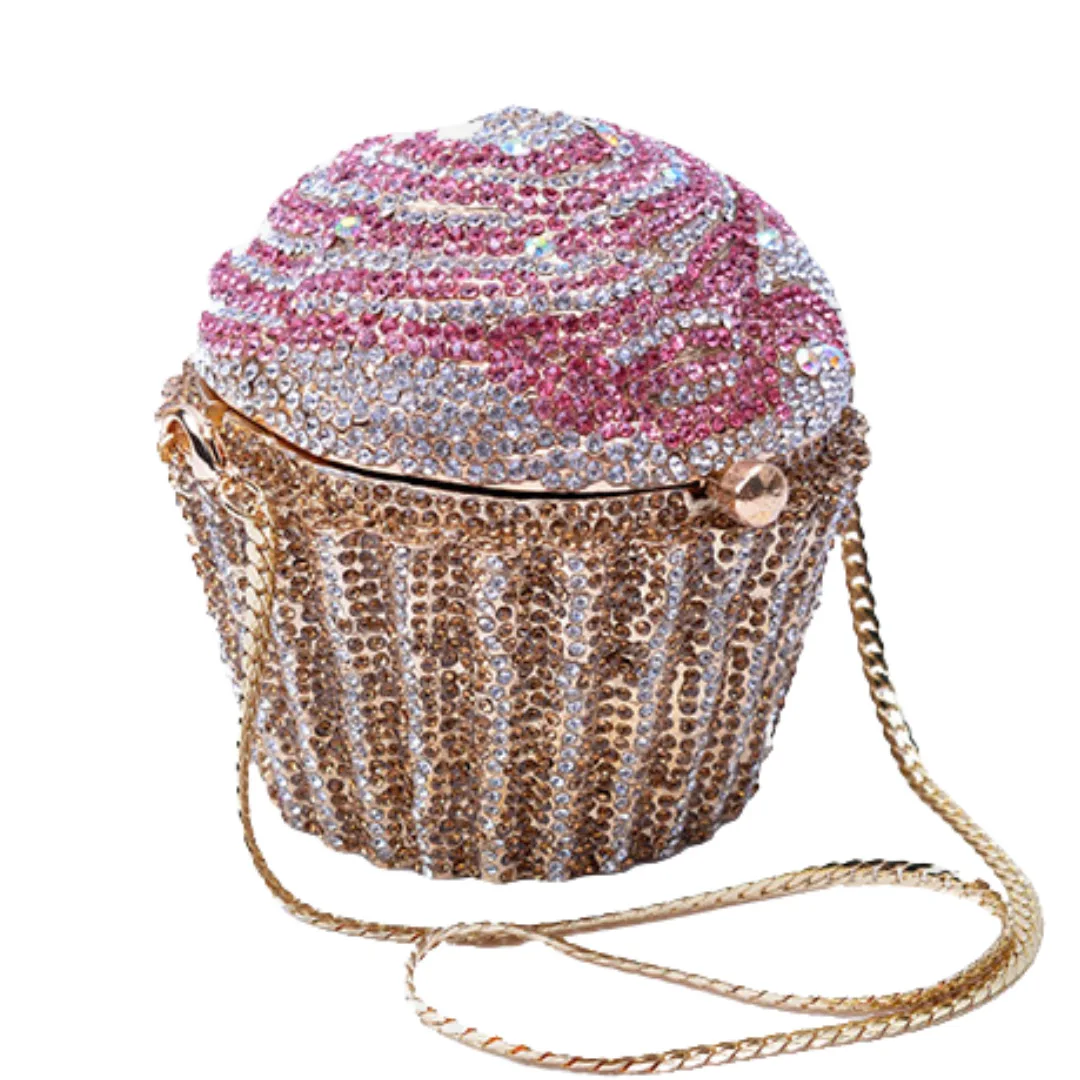 XIYUAN Cake Cup Diamond Handbags Metal Chain Evening Bag Crystal Banquet Clutch Purse Bag Luxury Designer Dress Women's Bag
