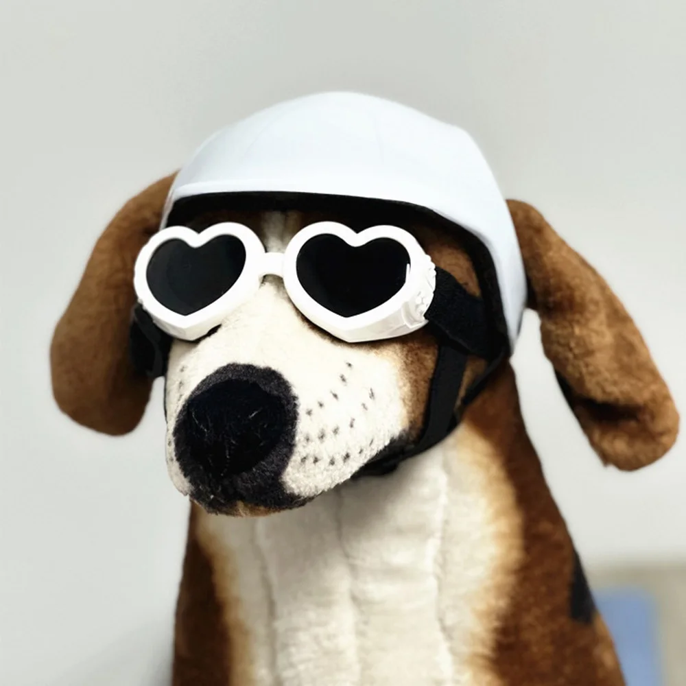 Motorcycle Helmet for Small Dogs Pet Outdoor Supplies Footprint Dog Safety Helmets with Ear Holes Puppy Cycling Accessories