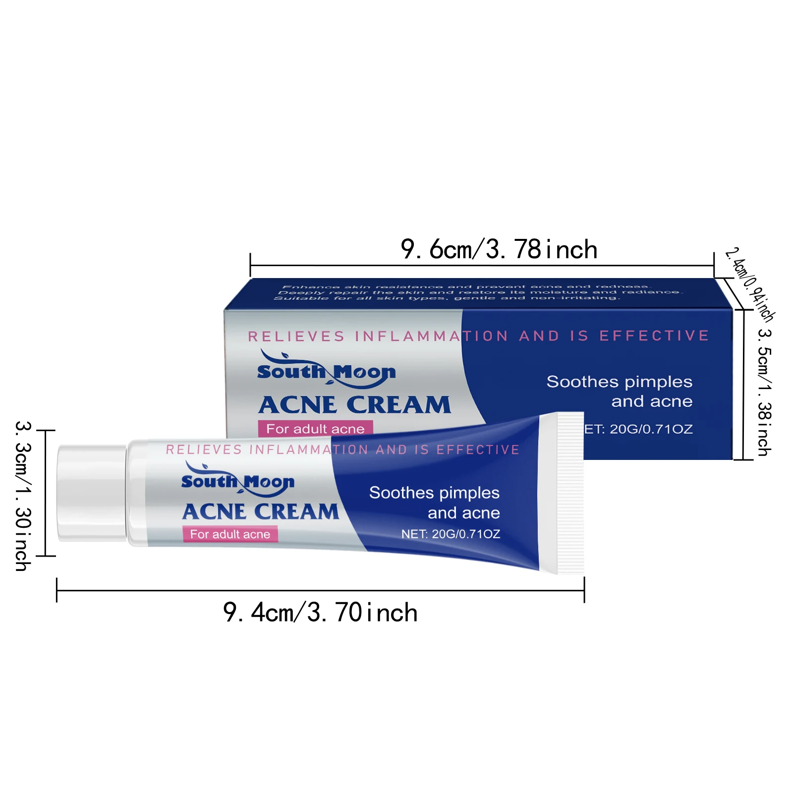 20/40/60g Anti Acne Cream Oil Control Repair Pimple Spot Remove Acne Mark Cleaning Refreshing Moisturizer Skin Pore Shrink Cream