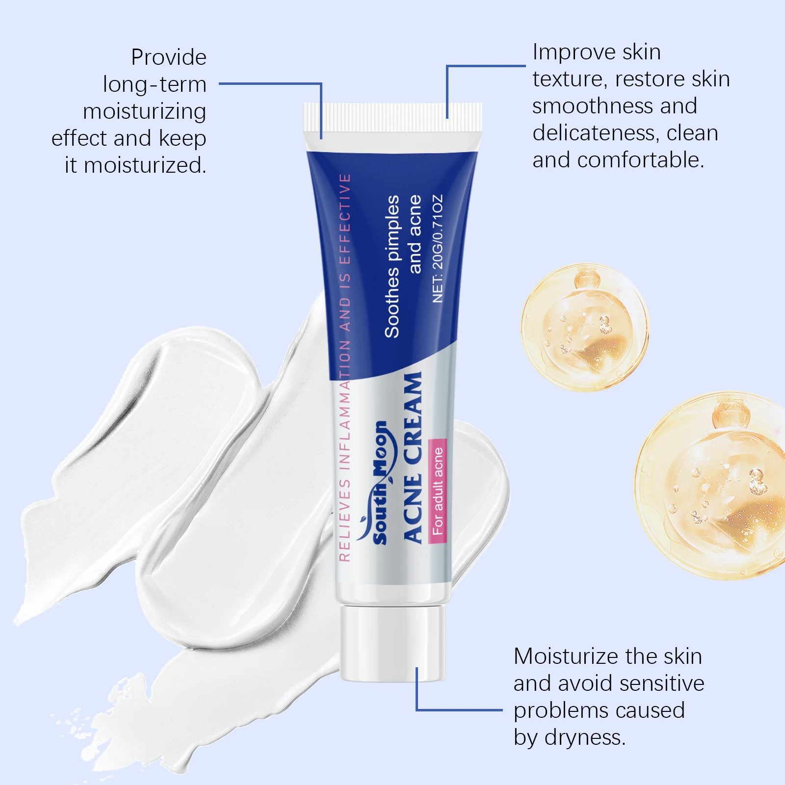 20/40/60g Anti Acne Cream Oil Control Repair Pimple Spot Remove Acne Mark Cleaning Refreshing Moisturizer Skin Pore Shrink Cream