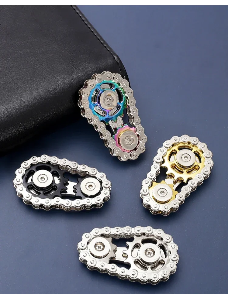 Sprockets Flywheel Fingertip Gyro Fidget Spinner Antistress Anxiety Metal Bike Chains Spinner Fidget Toys for Adult Kids