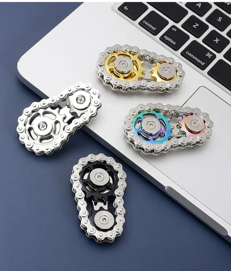 Sprockets Flywheel Fingertip Gyro Fidget Spinner Antistress Anxiety Metal Bike Chains Spinner Fidget Toys for Adult Kids