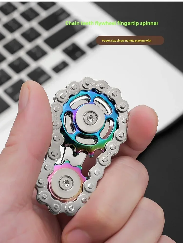 Sprockets Flywheel Fingertip Gyro Fidget Spinner Antistress Anxiety Metal Bike Chains Spinner Fidget Toys for Adult Kids