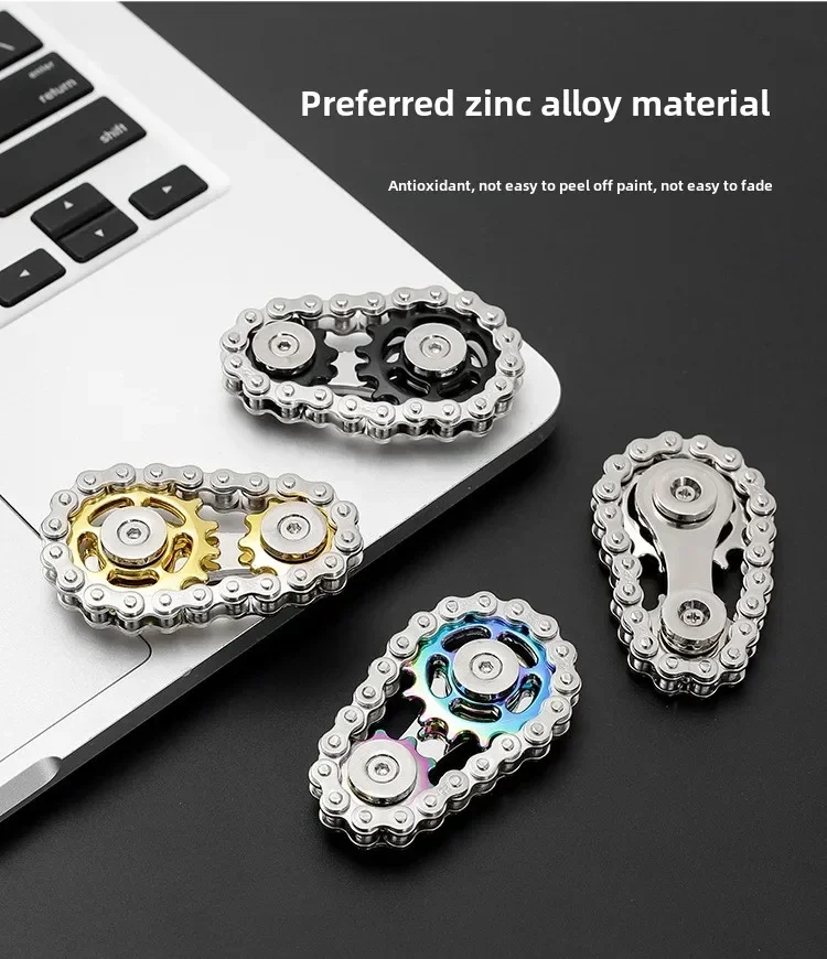 Sprockets Flywheel Fingertip Gyro Fidget Spinner Antistress Anxiety Metal Bike Chains Spinner Fidget Toys for Adult Kids