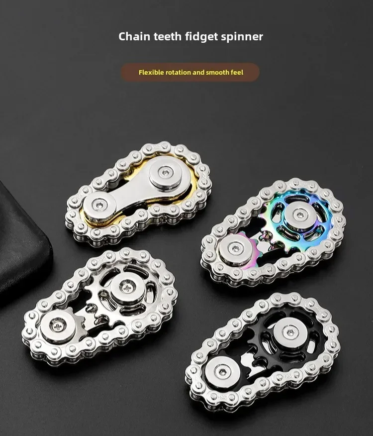 Sprockets Flywheel Fingertip Gyro Fidget Spinner Antistress Anxiety Metal Bike Chains Spinner Fidget Toys for Adult Kids