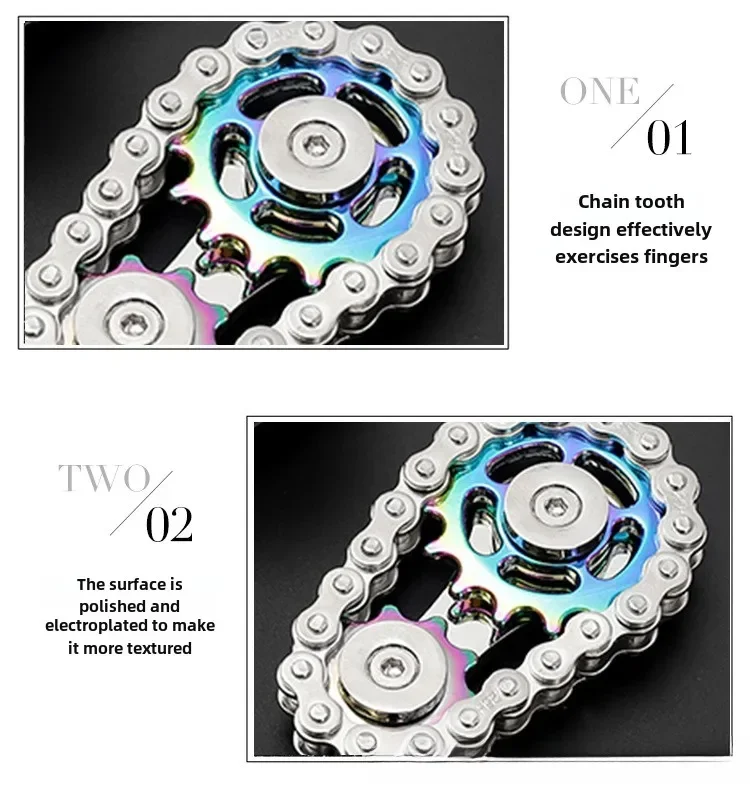 Sprockets Flywheel Fingertip Gyro Fidget Spinner Antistress Anxiety Metal Bike Chains Spinner Fidget Toys for Adult Kids