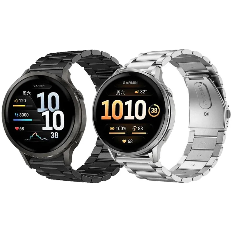 22mm 20mm 18mm Metal Strap for Garmin Forerunner 255 165 570 970 965 265 Wristband for Garmin Venu 3s 4 2/Vivoactive 5 4 3 Belt