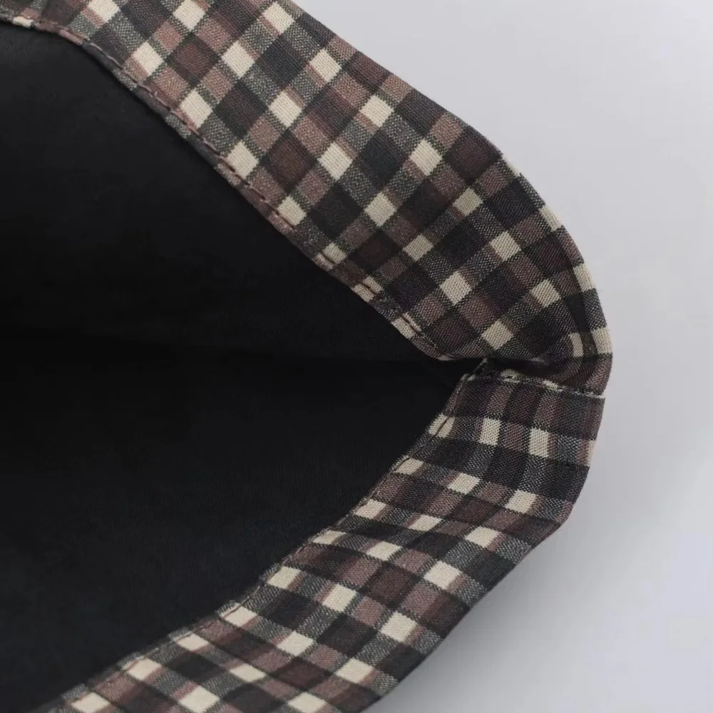 Minimalist Autumn Winter Jacket Women Coat Plaid Hooded Windbreaker Drawstring Waist Loose Mid Casual Outerwear Jacket Female
