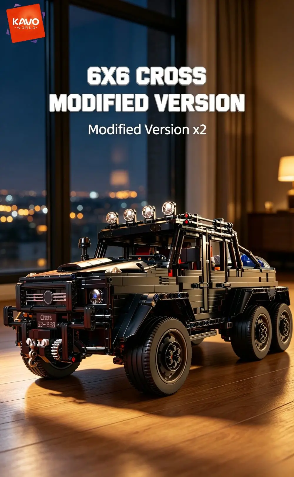 KAVOWORLD 6x6 Heavy Duty Off-Road Truck Building Blocks 1:8 Mechanical Construction Truck Model Kit 3224pcs DIY Bricks Set 6-Wheel Independent Suspension 3-Speed Gearbox 2-in-1 Modification Home Decor Display Birthday Christmas Gift for Adults Teens 14+