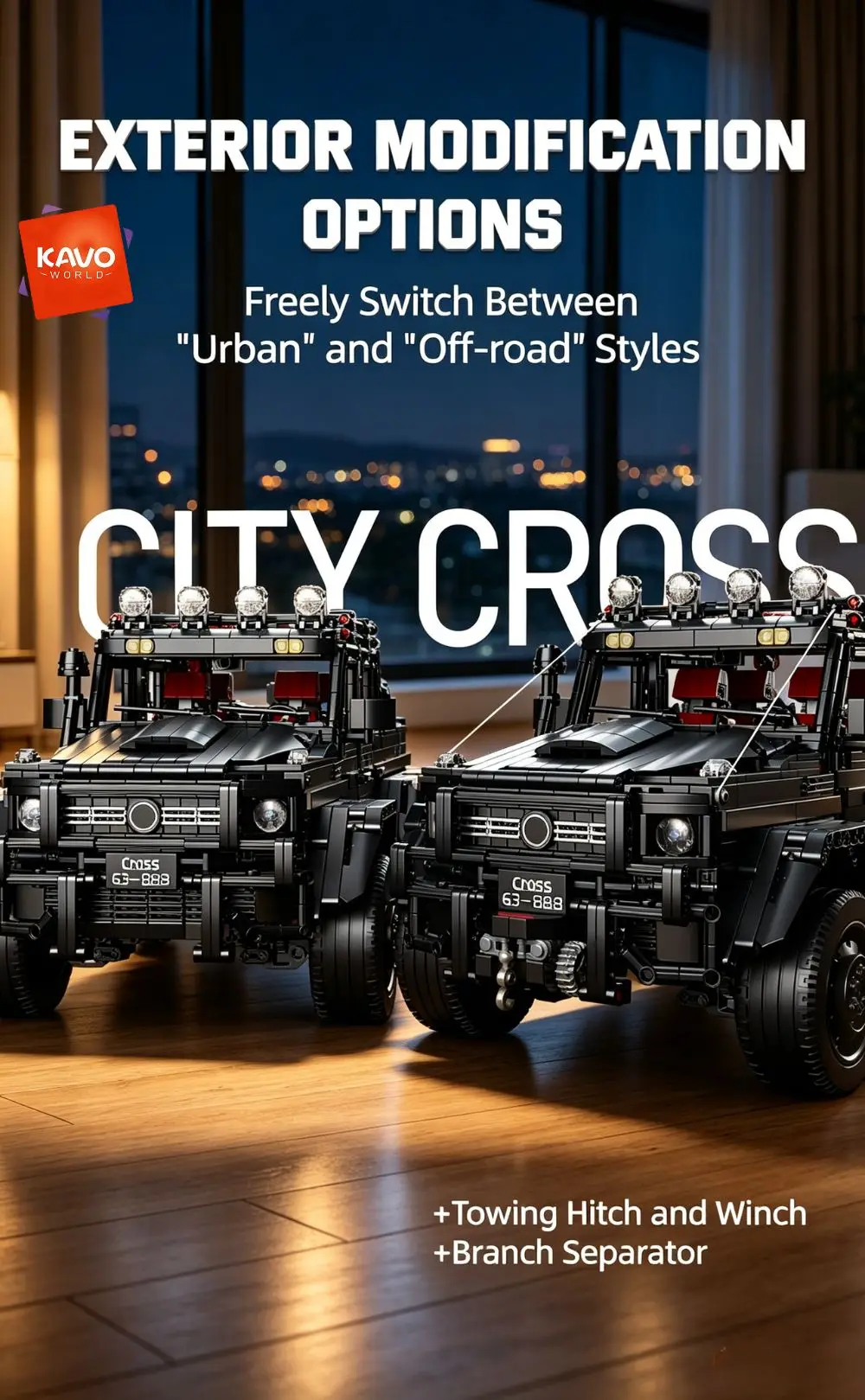 KAVOWORLD 6x6 Heavy Duty Off-Road Truck Building Blocks 1:8 Mechanical Construction Truck Model Kit 3224pcs DIY Bricks Set 6-Wheel Independent Suspension 3-Speed Gearbox 2-in-1 Modification Home Decor Display Birthday Christmas Gift for Adults Teens 14+