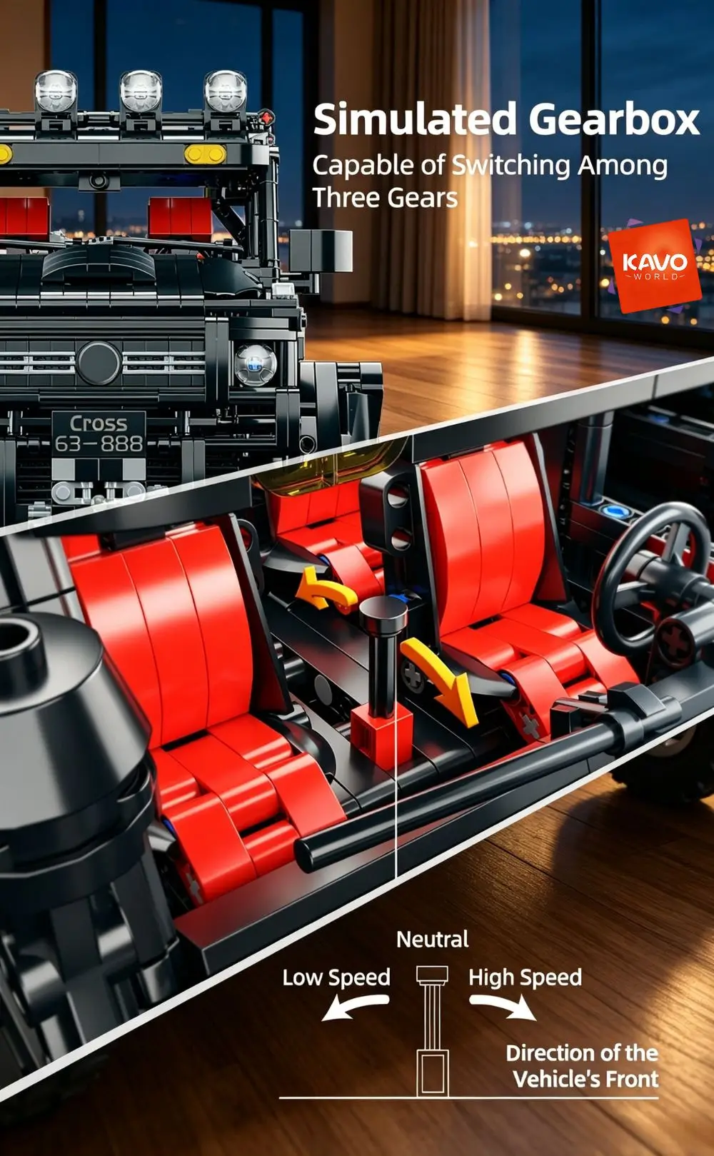 KAVOWORLD 6x6 Heavy Duty Off-Road Truck Building Blocks 1:8 Mechanical Construction Truck Model Kit 3224pcs DIY Bricks Set 6-Wheel Independent Suspension 3-Speed Gearbox 2-in-1 Modification Home Decor Display Birthday Christmas Gift for Adults Teens 14+