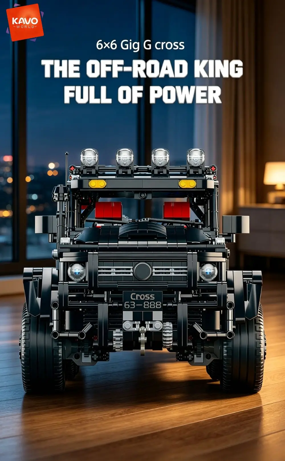 KAVOWORLD 6x6 Heavy Duty Off-Road Truck Building Blocks 1:8 Mechanical Construction Truck Model Kit 3224pcs DIY Bricks Set 6-Wheel Independent Suspension 3-Speed Gearbox 2-in-1 Modification Home Decor Display Birthday Christmas Gift for Adults Teens 14+