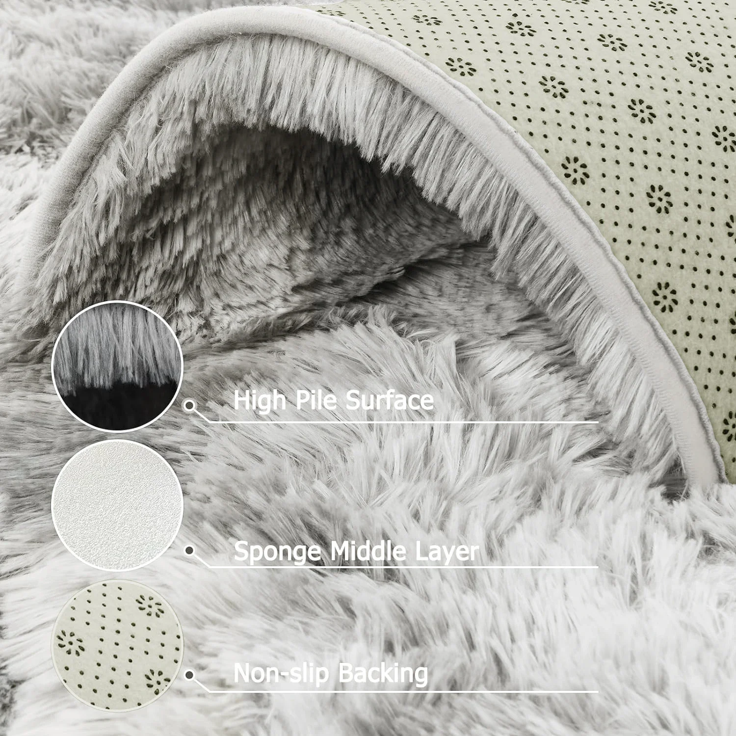 VIKAMA Living Room Area Carpet, Bedroom Children's Room Soft And Fluffy Cushion, Non-Slip Plush Floor Mat, Home Decoration