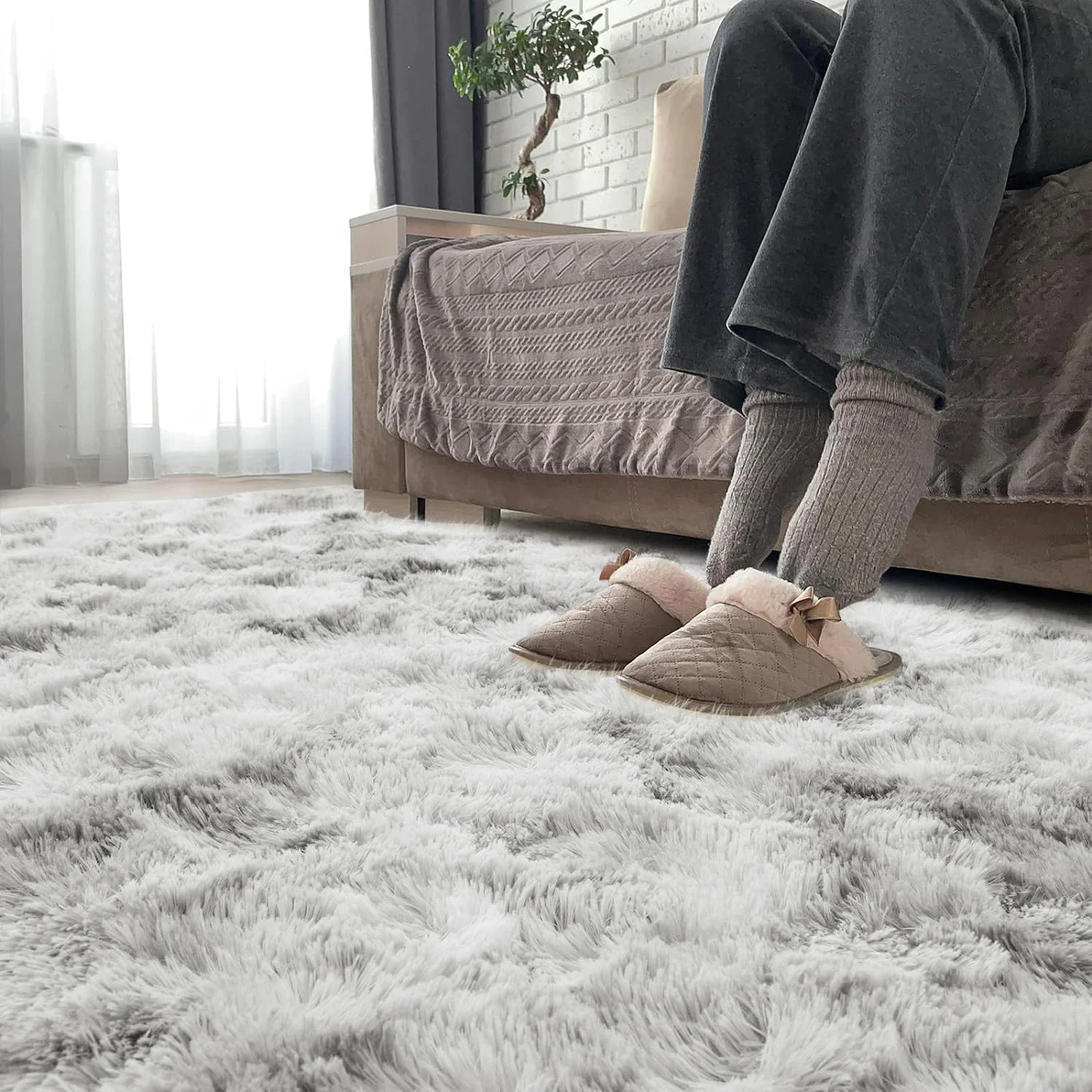 VIKAMA Living Room Area Carpet, Bedroom Children's Room Soft And Fluffy Cushion, Non-Slip Plush Floor Mat, Home Decoration