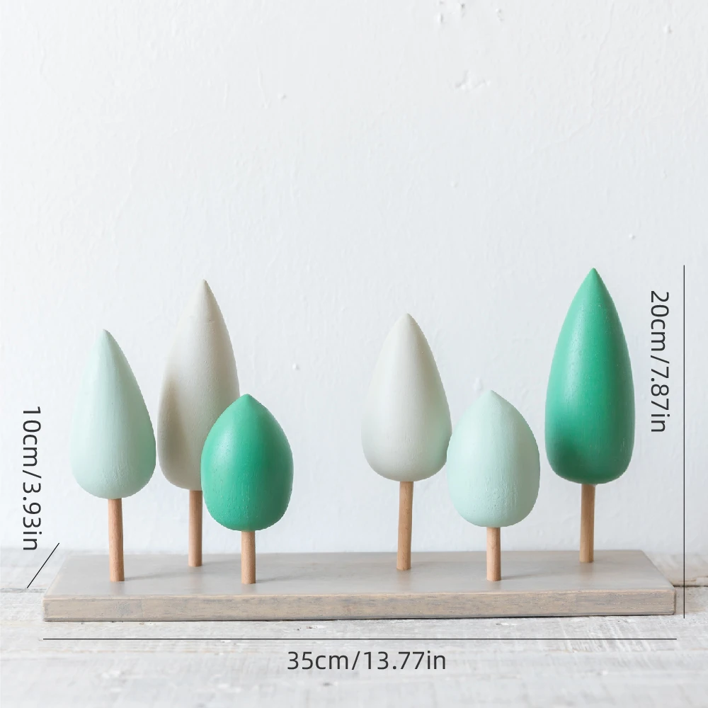 4Pcs Small Wooden House Ornament Miniature Building Table Desktop Home Decor Nordic Style Crafts Christmas Birthday Gifts