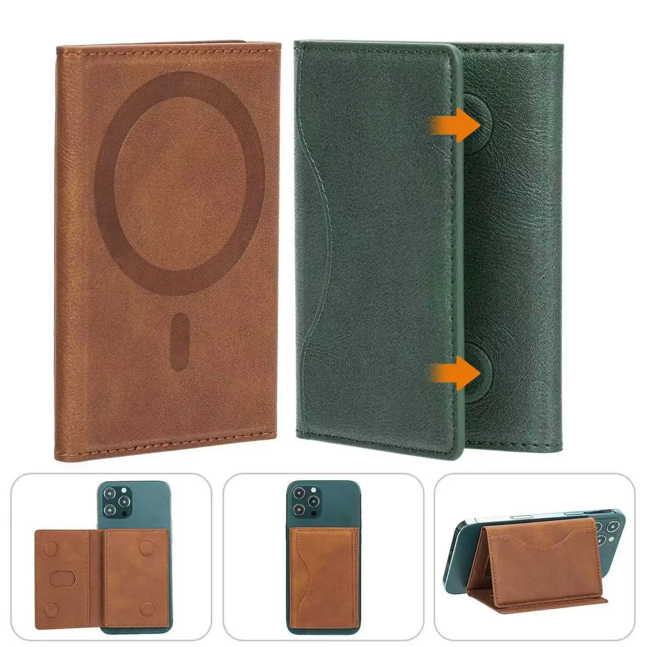 Magnetic Card Holder for iPhone 12-17 Series 3 in 1 Foldable Stand, Wallet ID Bank Card Thin Portable Travel Commute Accessory