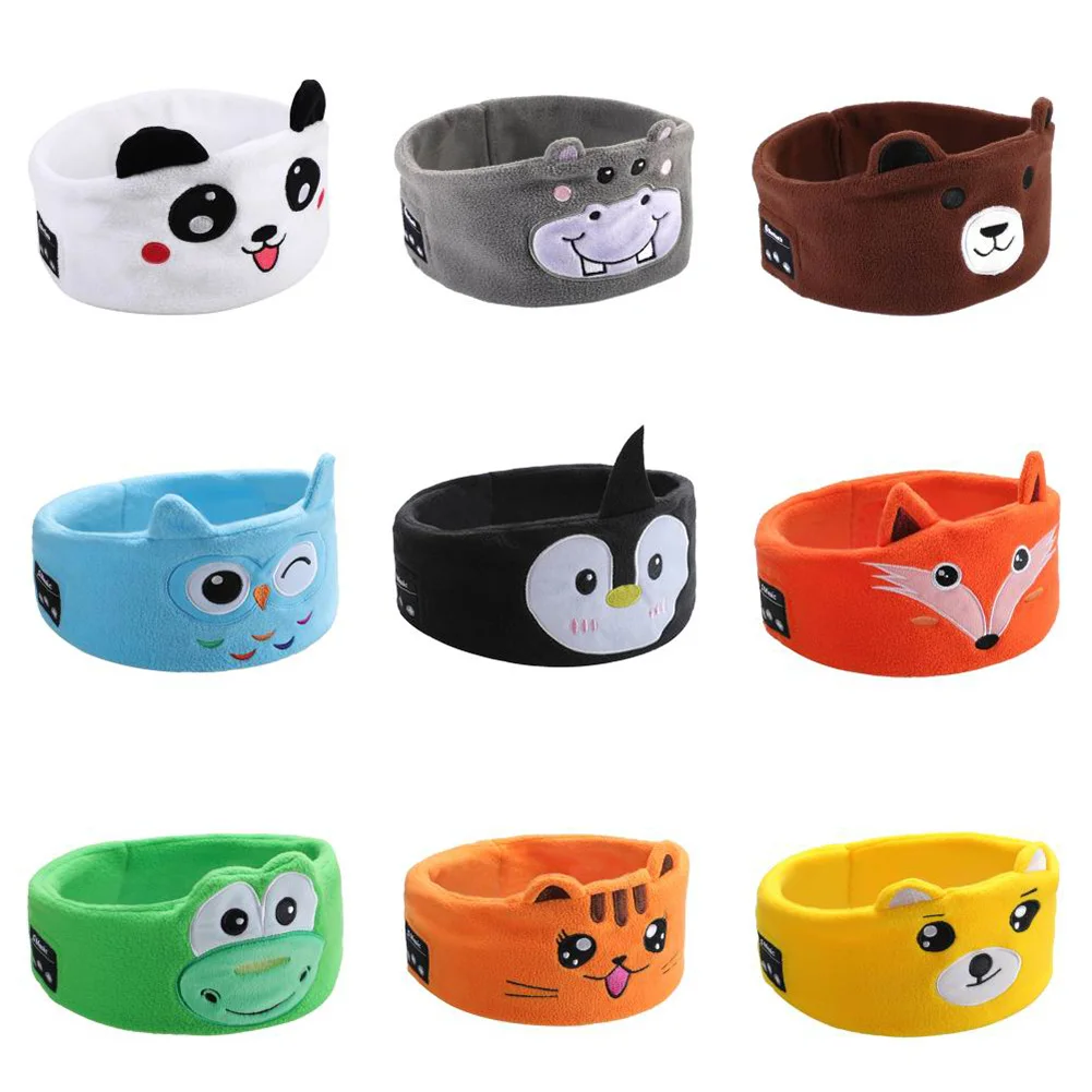 Cartoon Animal Wireless Music Earphones Sleeping Eye Mask Bluetooth Headphones V5.0 Headsets Headband For Kids Outside Sleeping