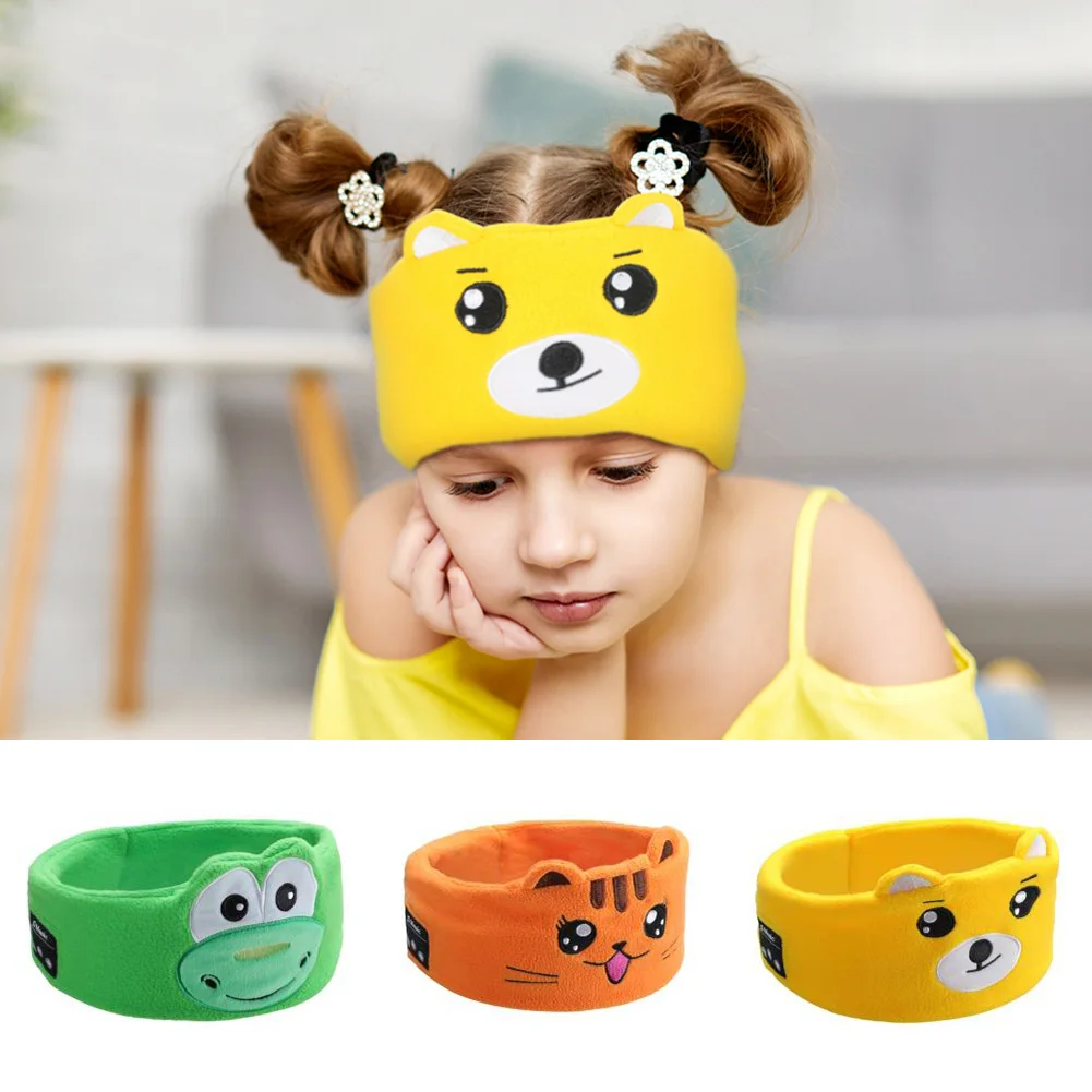 Cartoon Animal Wireless Music Earphones Sleeping Eye Mask Bluetooth Headphones V5.0 Headsets Headband For Kids Outside Sleeping