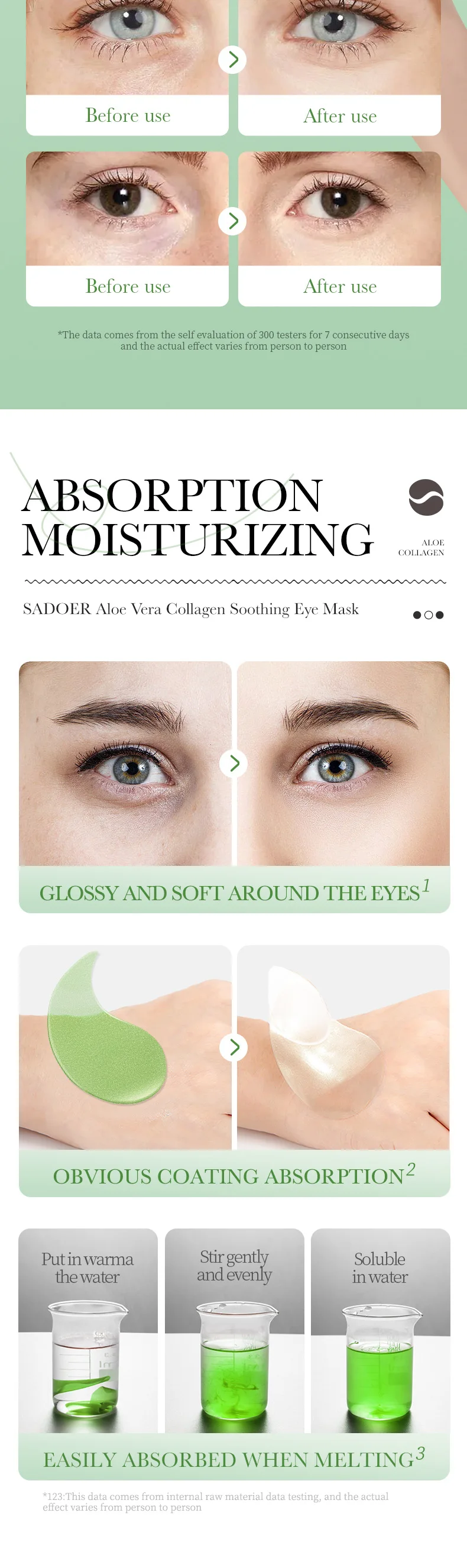 60 Pieces of Aloe Vera Collagen Eye Mask Moisturizing  Firming , Bright and Transparent Eye Mask Patches, Suitable for All Skin