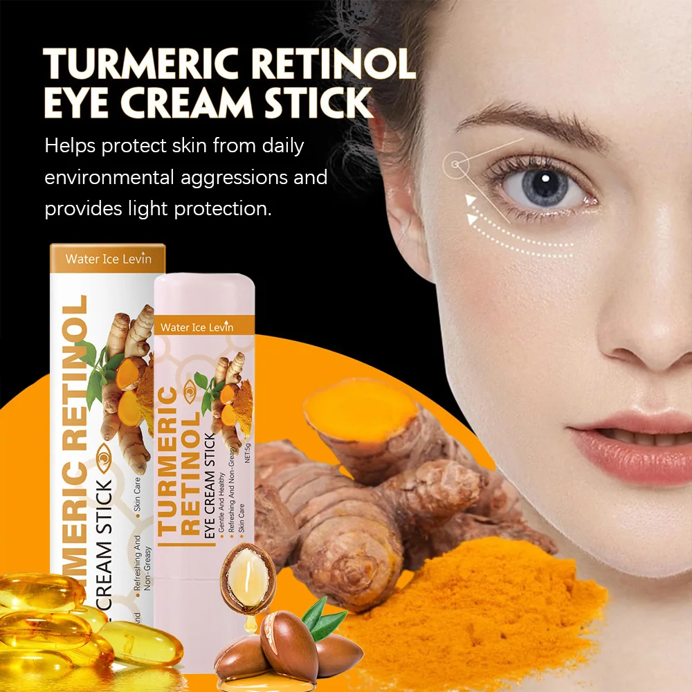 Turmeric eye cream stick nourishes the skin, improves fine lines, relieves eye bags and dark circles, and brightens the eye skin
