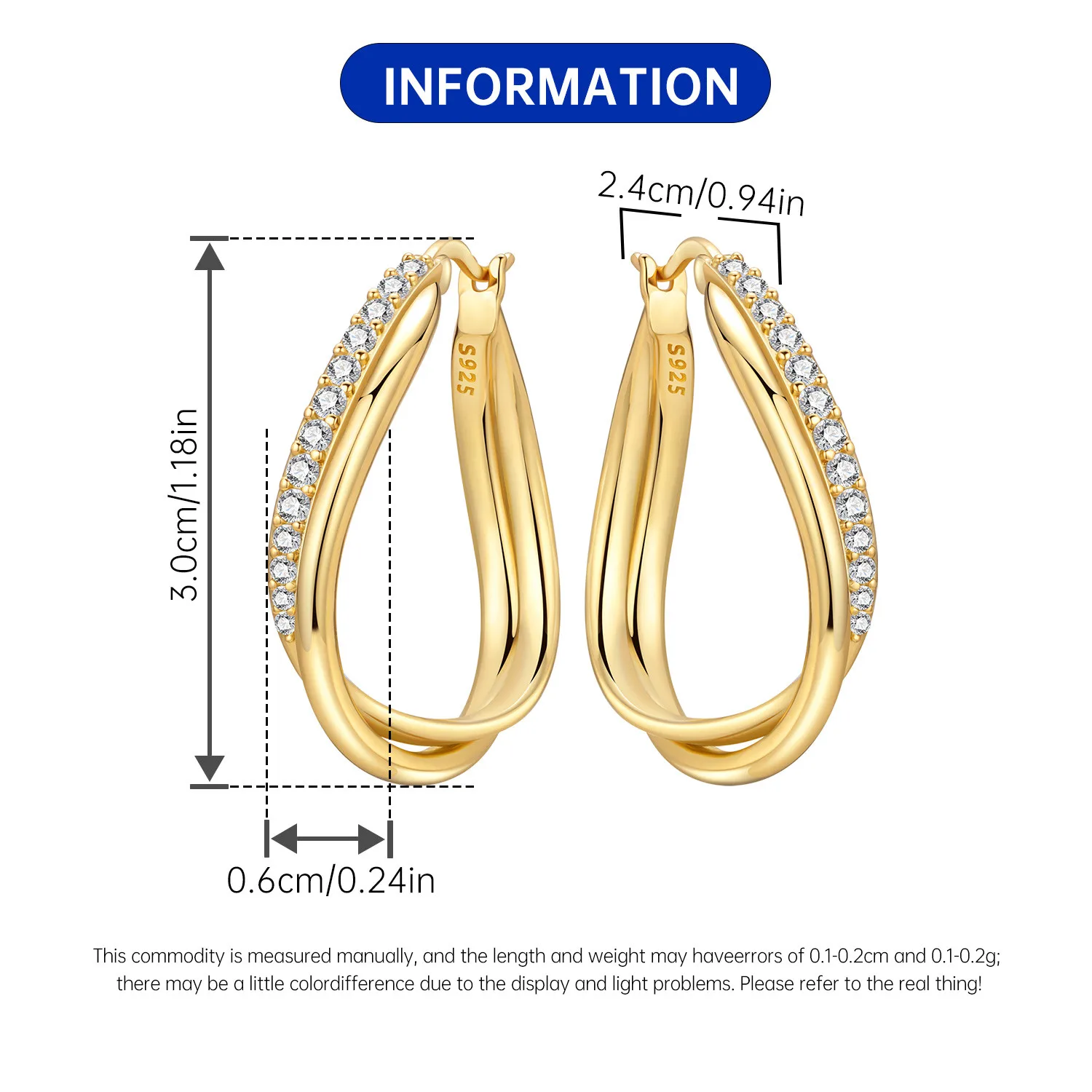 Orstarry S925 Sterling Silver 18k Gold Modern Square Earrings Hoop Earrings For Women Jewelry Trendy Anniversary Gifts