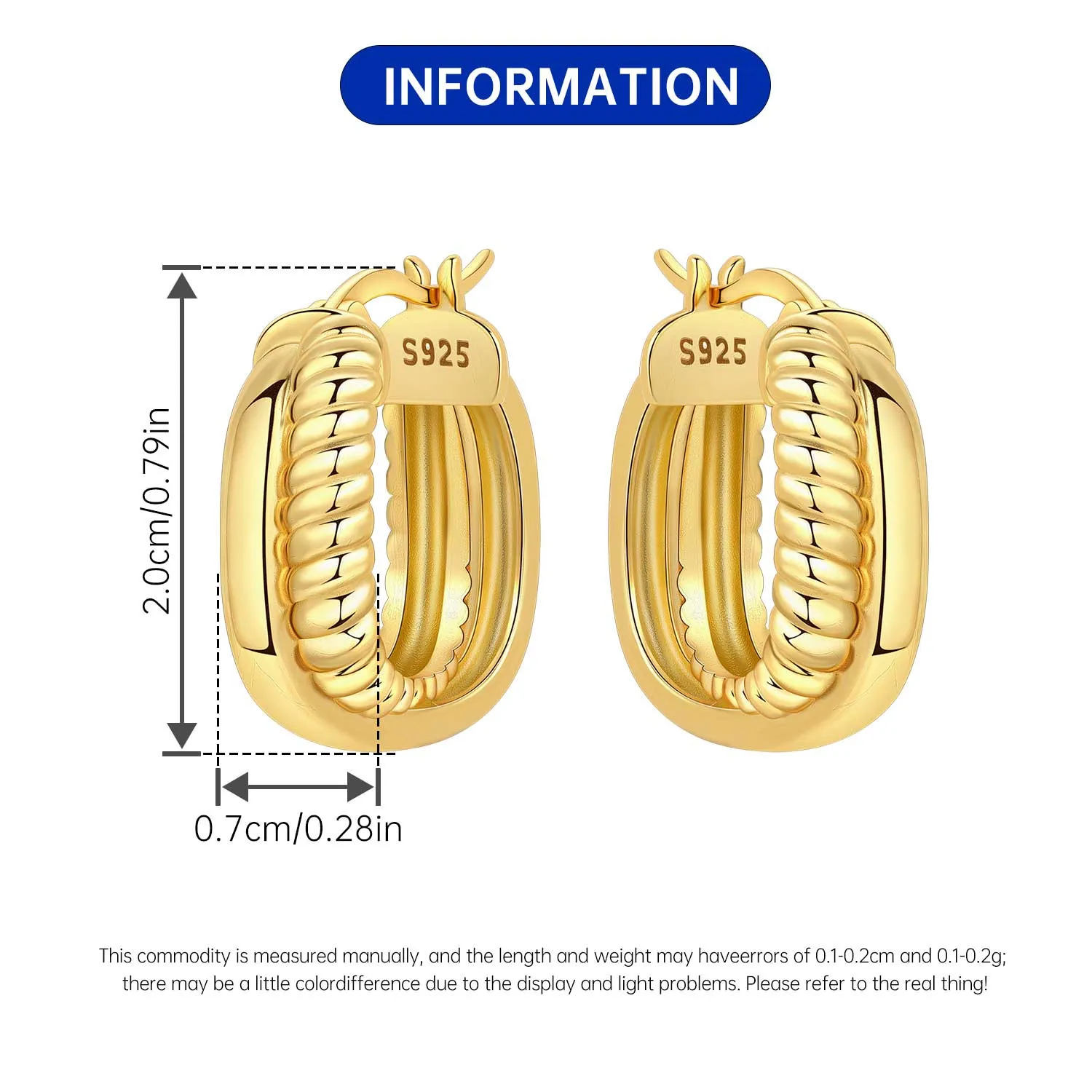 Orstarry S925 Sterling Silver 18k Gold Modern Square Earrings Hoop Earrings For Women Jewelry Trendy Anniversary Gifts