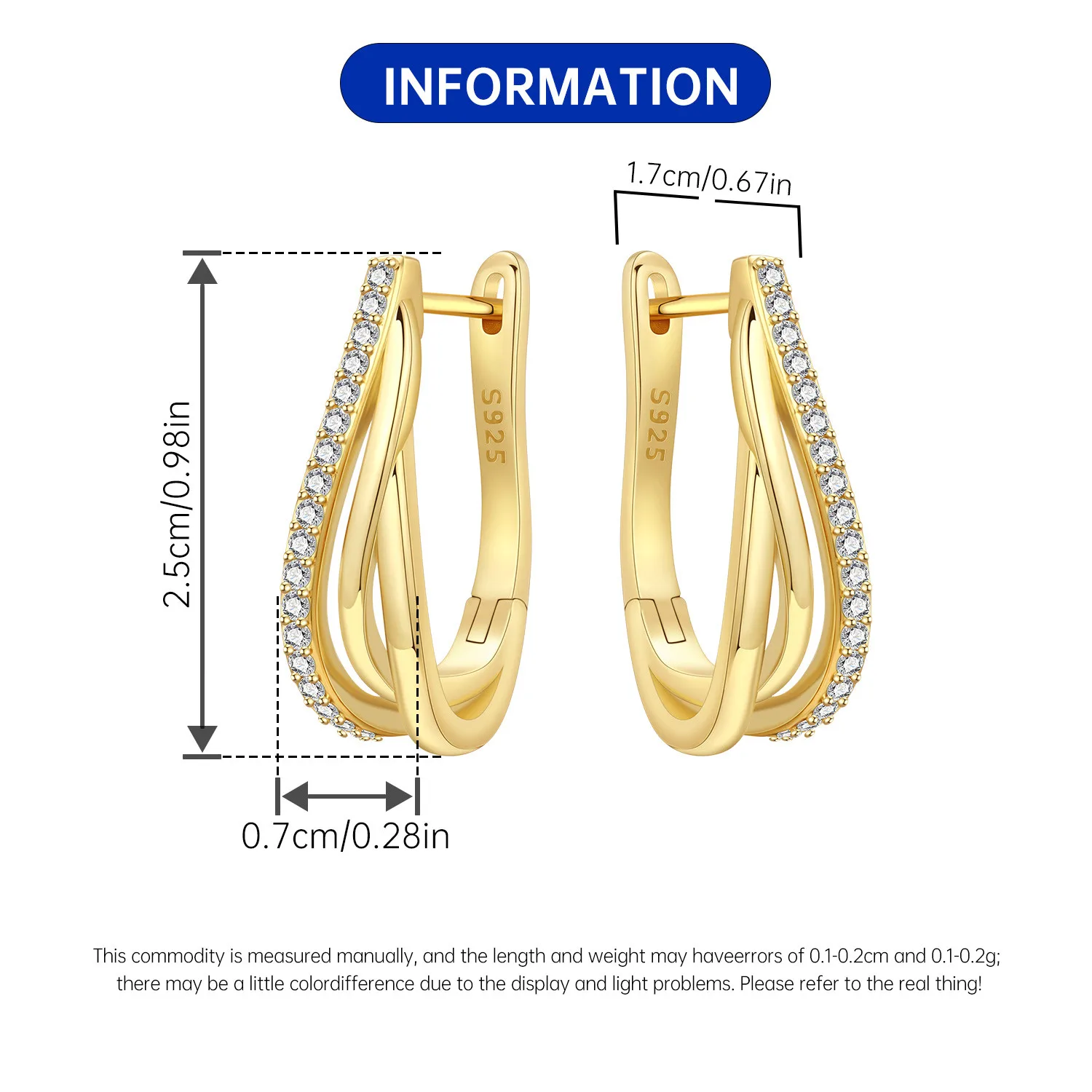 Orstarry S925 Sterling Silver 18k Gold Modern Square Earrings Hoop Earrings For Women Jewelry Trendy Anniversary Gifts