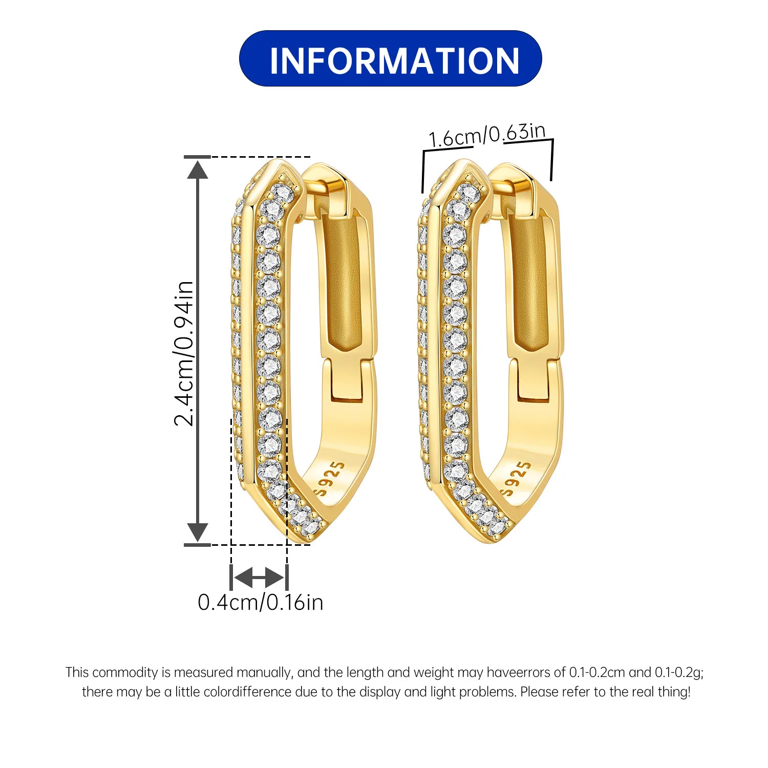 Orstarry S925 Sterling Silver 18k Gold Modern Square Earrings Hoop Earrings For Women Jewelry Trendy Anniversary Gifts