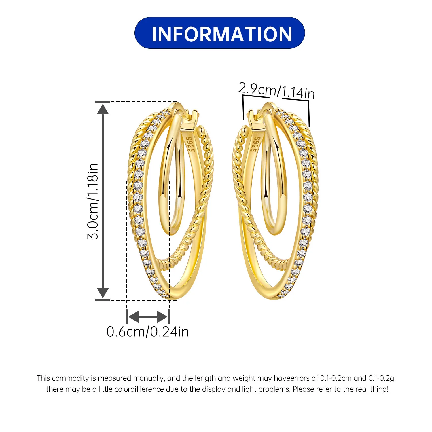 Orstarry S925 Sterling Silver 18k Gold Modern Square Earrings Hoop Earrings For Women Jewelry Trendy Anniversary Gifts