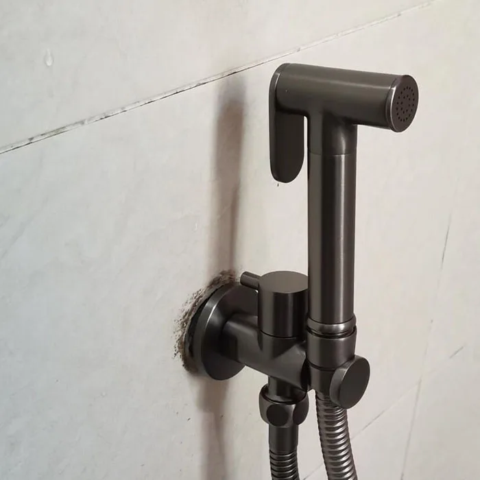 Brass Hand held black Bidet Shower set Perforating Toilet Jet Cleaner Portable brushed gold and gray Bidet Shower Head BD01