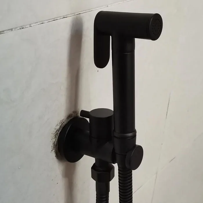 Brass Hand held black Bidet Shower set Perforating Toilet Jet Cleaner Portable brushed gold and gray Bidet Shower Head BD01