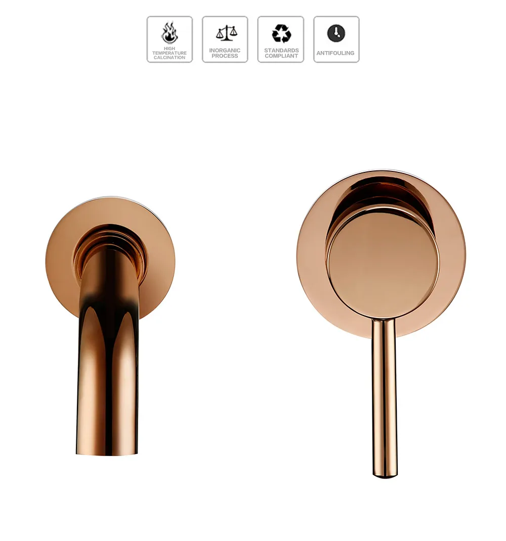 Bagnolux Polished Or Brushed Rose Gold Bathroom Faucet Brass Round Hole Concealed Type Household Hot Cold Bathroom Faucet