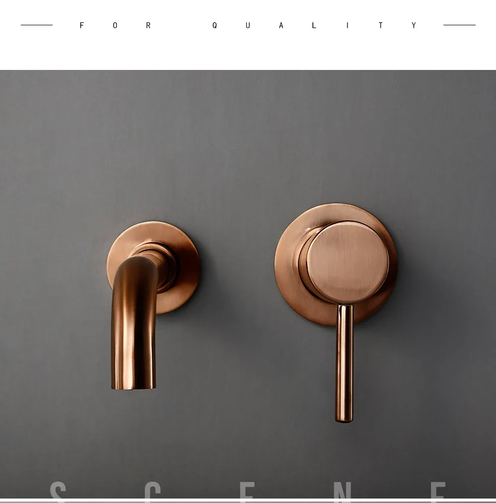Bagnolux Polished Or Brushed Rose Gold Bathroom Faucet Brass Round Hole Concealed Type Household Hot Cold Bathroom Faucet